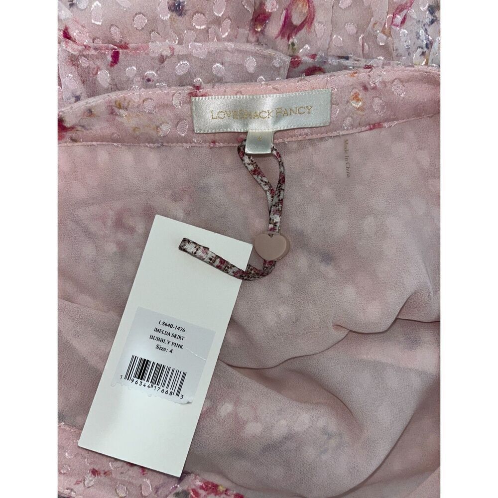 LoveShackFancy Imelda Skirt Bubbly Pink Size 4 Mini Ruffle Skirt Silk Blend - Picture 6 of 13